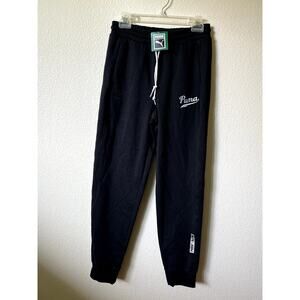 Puma Black Sweatpants NWT Size S | White Logo | Joggers Athletic Lounge